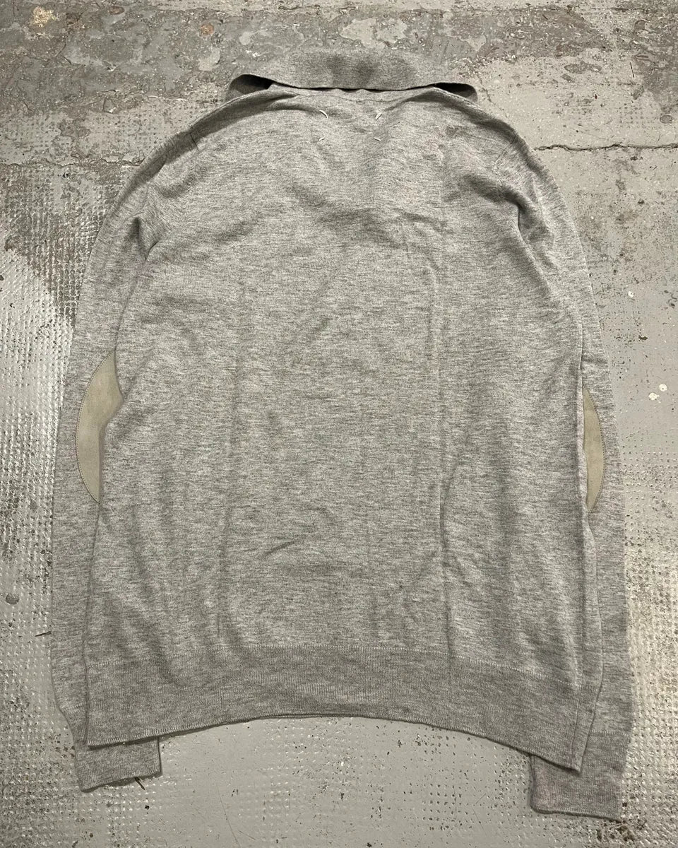 SS2014 Maison Margiela Grey Elbow Patch Polo Collar Sweater mMZzWLn 7