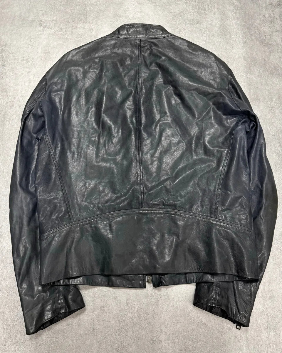 SS2014 Maison Margiela Navy 5-Zip Leather Jacket (L) 1