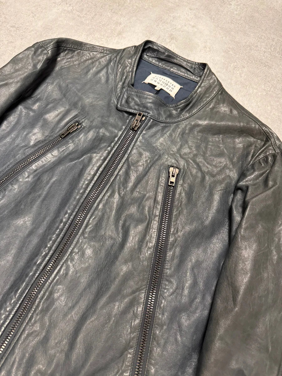 SS2014 Maison Margiela Navy 5-Zip Leather Jacket (L) 2