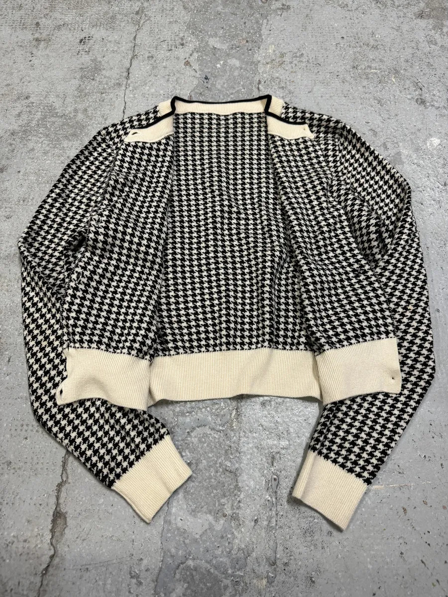 SS2014 Miu Miu Houndstooth Black & White Wool Cardigan iSHjhrr 3