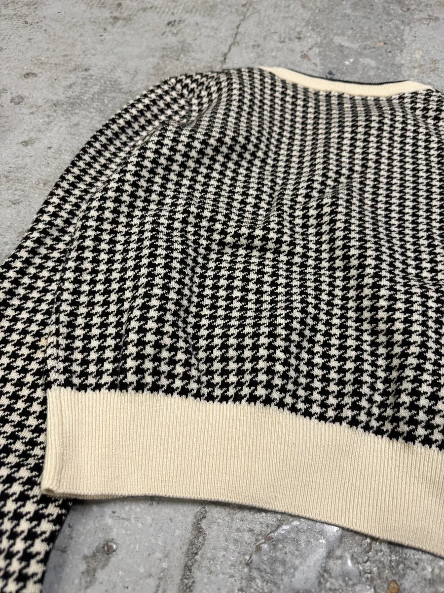 SS2014 Miu Miu Houndstooth Black & White Wool Cardigan iSHjhrr 4