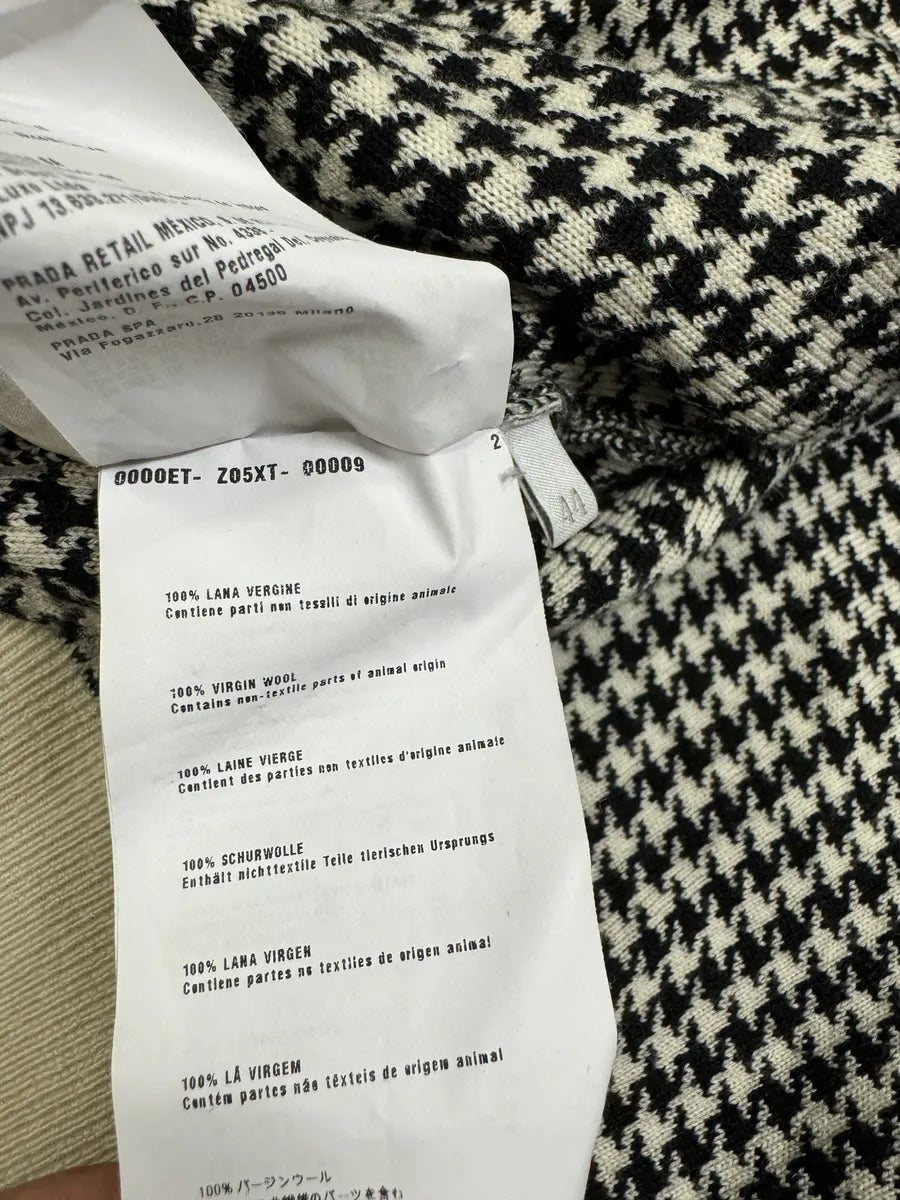 SS2014 Miu Miu Houndstooth Black & White Wool Cardigan iSHjhrr 7