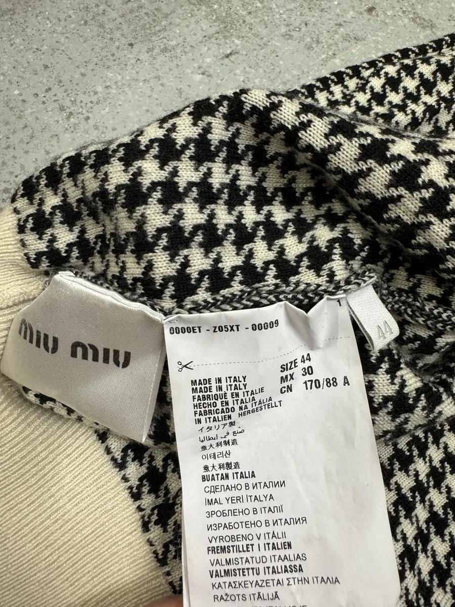 SS2014 Miu Miu Houndstooth Black & White Wool Cardigan iSHjhrr 9