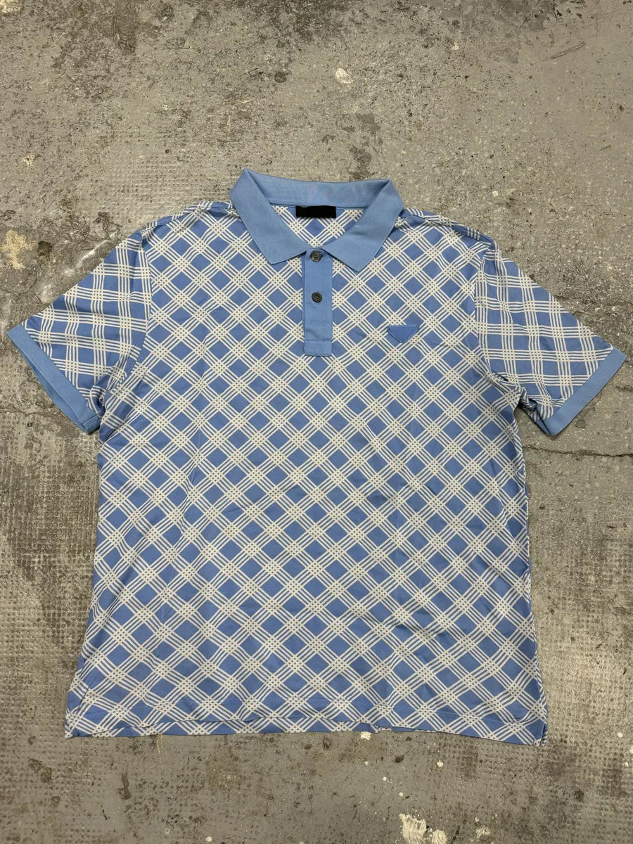 SS2014 Prada Blue Contemporary Logo Polo (S) WQtCXBz 0