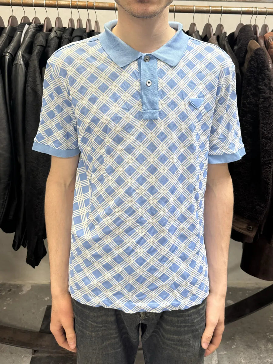 SS2014 Prada Blue Contemporary Logo Polo (S) WQtCXBz 1