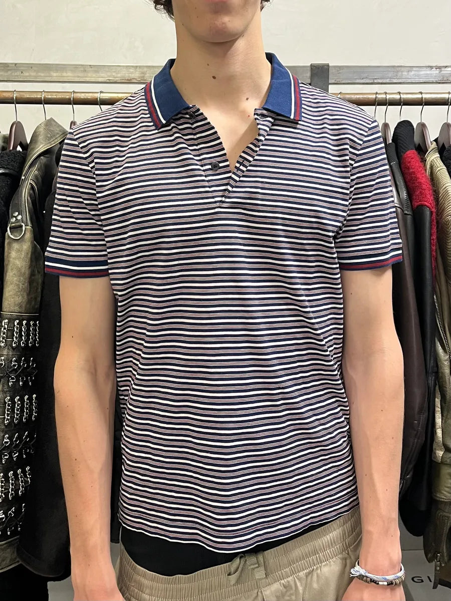 SS2014 Prada Bordeaux & Navy Striped Polo Shirt (M/L) XJGNdjP 1