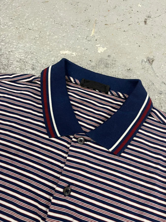 SS2014 Prada Bordeaux & Navy Striped Polo Shirt (M/L) XJGNdjP 3