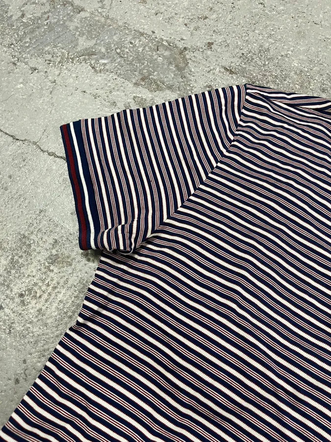 SS2014 Prada Bordeaux & Navy Striped Polo Shirt (M/L) XJGNdjP 4