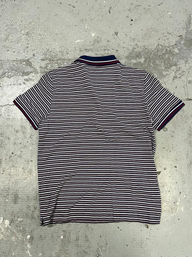 SS2014 Prada Bordeaux & Navy Striped Polo Shirt (M/L) XJGNdjP 5