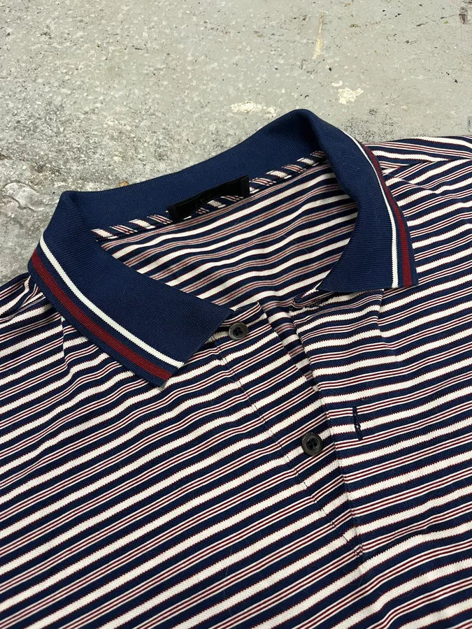 SS2014 Prada Bordeaux & Navy Striped Polo Shirt (M/L) XJGNdjP 7