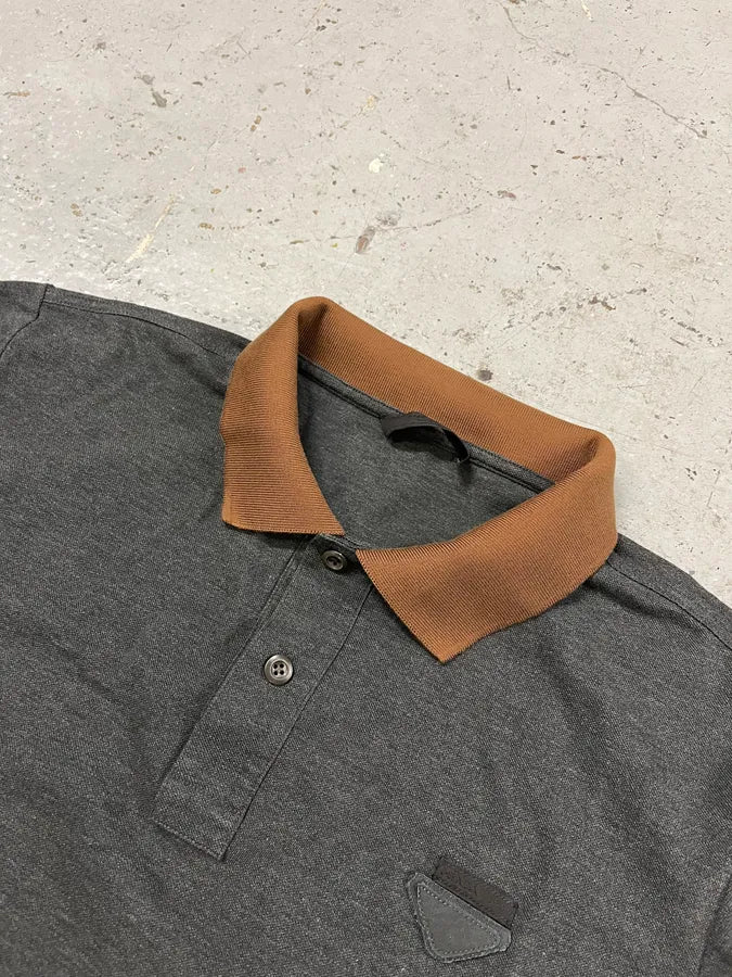 SS2014 Prada Brown & Grey Minimalist Polo Shirt DMOgeSA 3