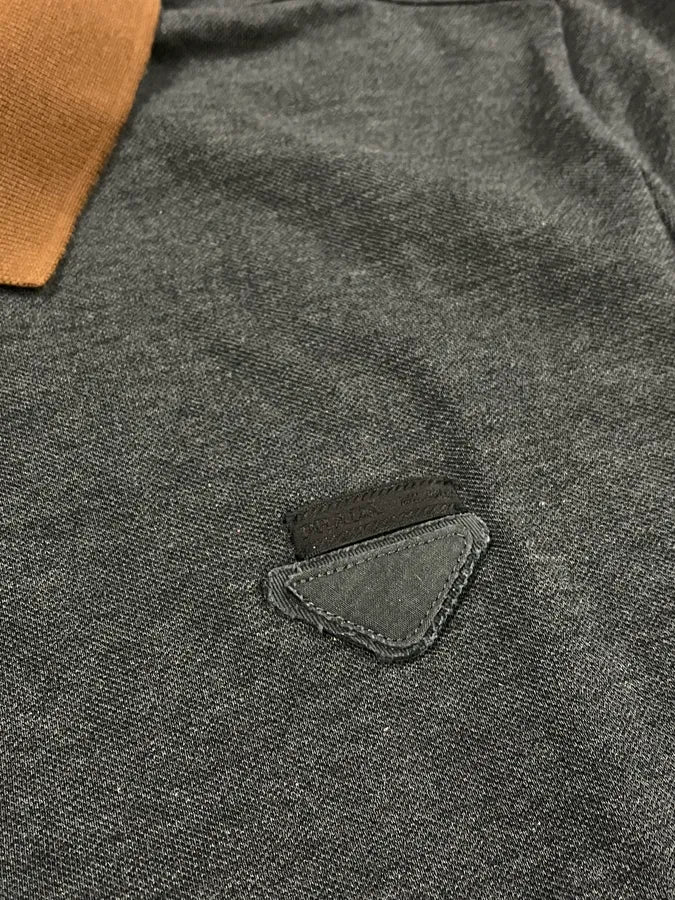 SS2014 Prada Brown & Grey Minimalist Polo Shirt DMOgeSA 5