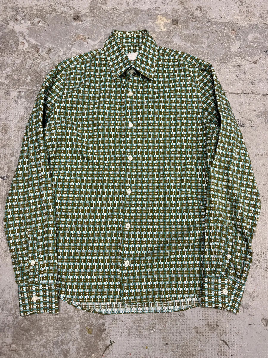 SS2014 Prada Green Patterned Shirt (S) JtXdzLe 0