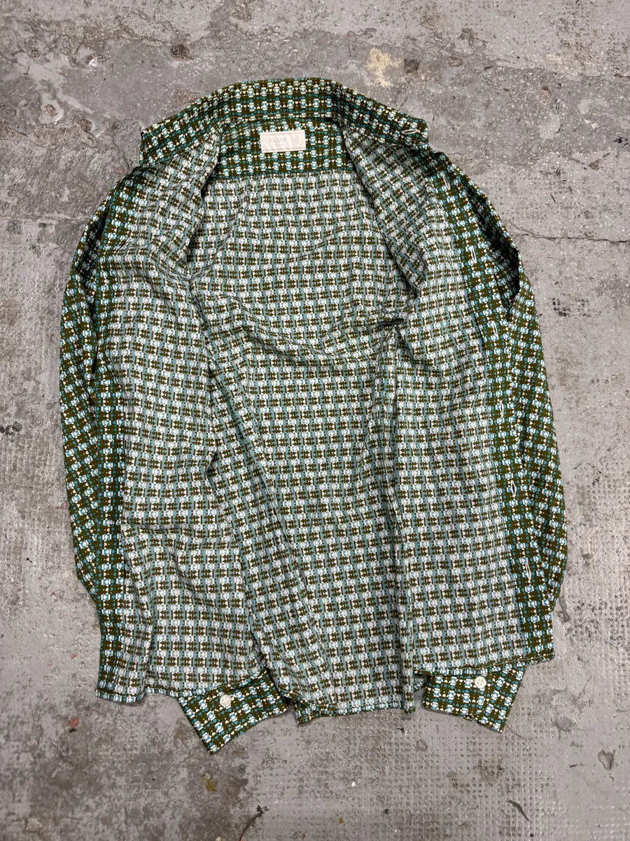 SS2014 Prada Green Patterned Shirt (S) JtXdzLe 5