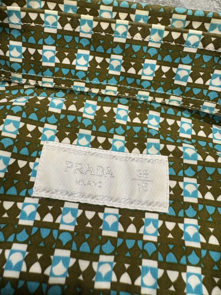 SS2014 Prada Green Patterned Shirt (S) JtXdzLe 8
