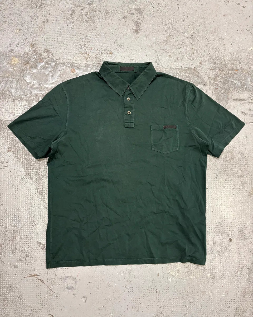 SS2014 Prada Minimalist Olive Logo Polo  RezdLFm 0