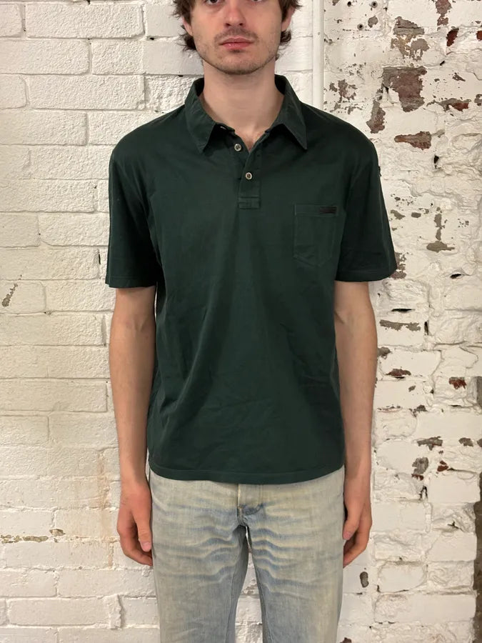 SS2014 Prada Minimalist Olive Logo Polo  RezdLFm 1