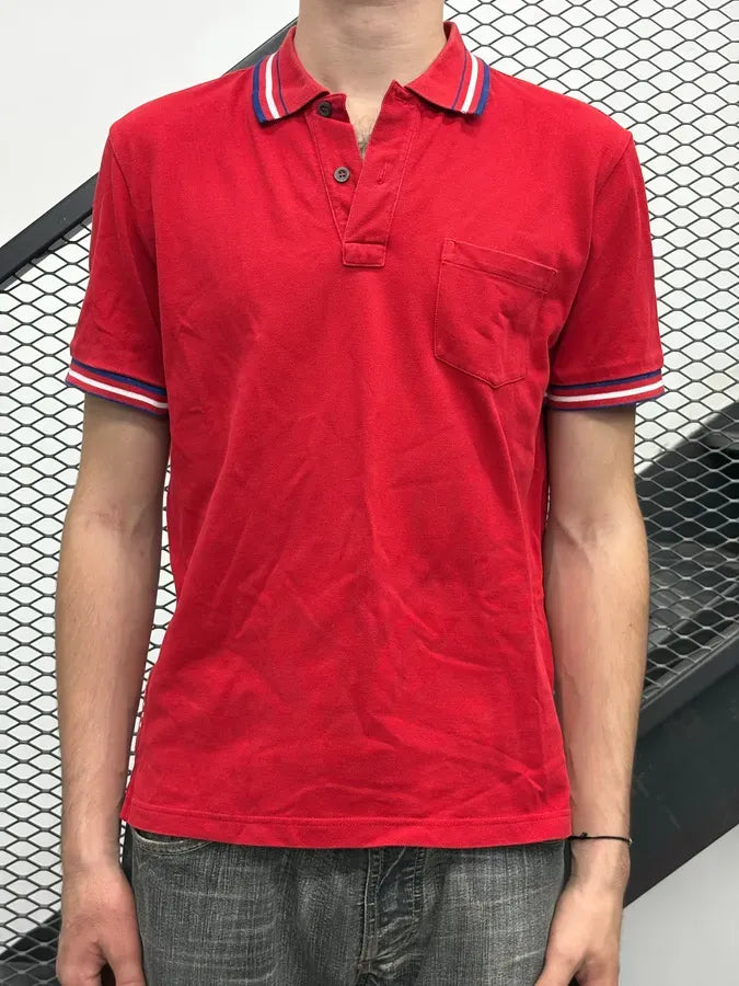 SS2014 Prada Red Striped Collar Polo LIIZPIG 1