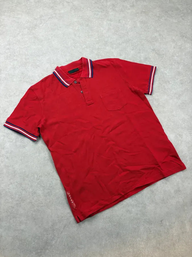SS2014 Prada Red Striped Collar Polo LIIZPIG 3