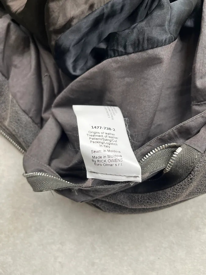 SS2014 Rick Owens Asymmetrical Grey Suede Leather Jacket sJBuLUs 12