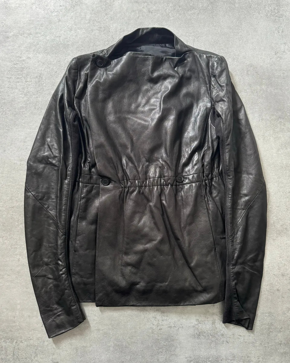 SS2014 Rick Owens Black Futuristic Leather Jacket jGzgKoI 1