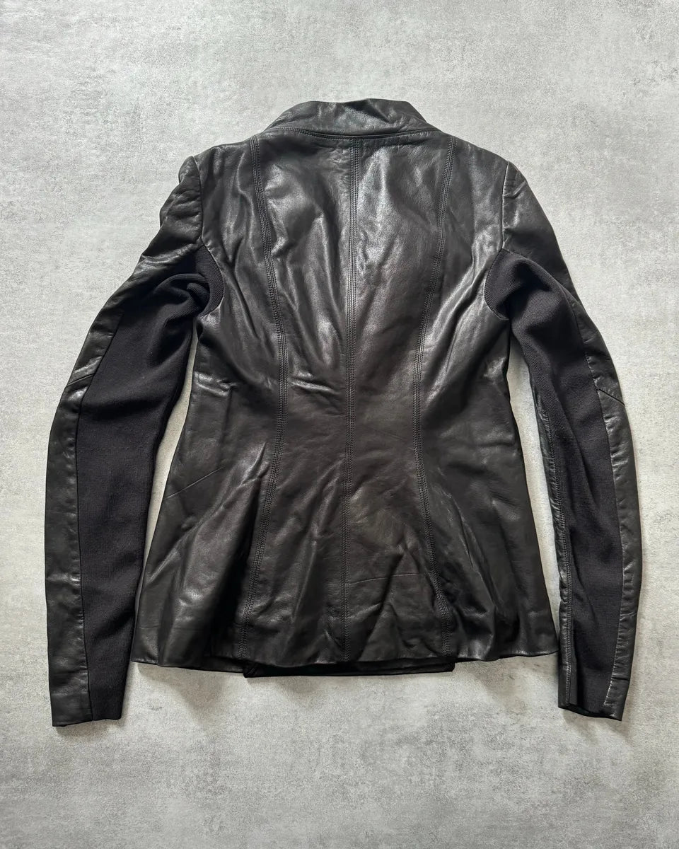 SS2014 Rick Owens Black Futuristic Leather Jacket jGzgKoI 2
