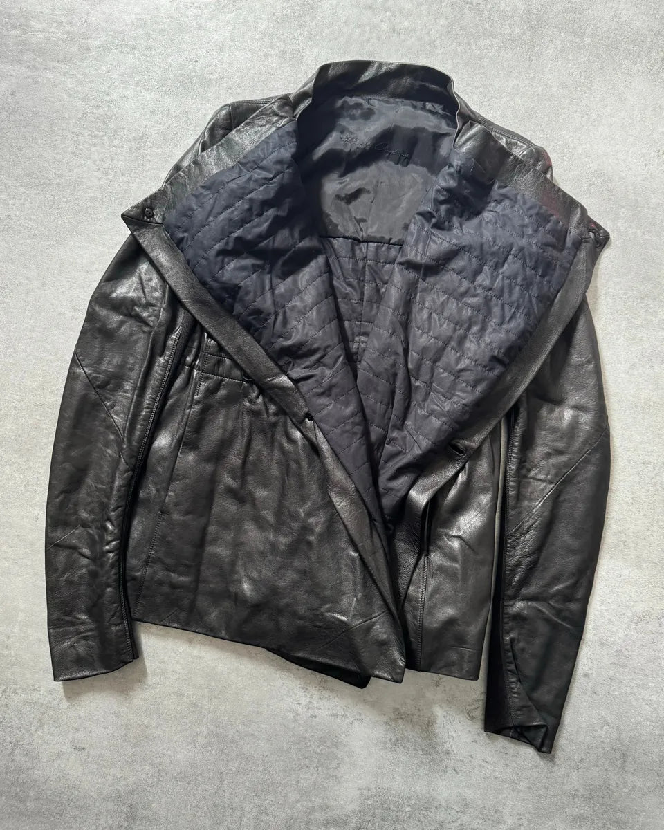 SS2014 Rick Owens Black Futuristic Leather Jacket jGzgKoI 6