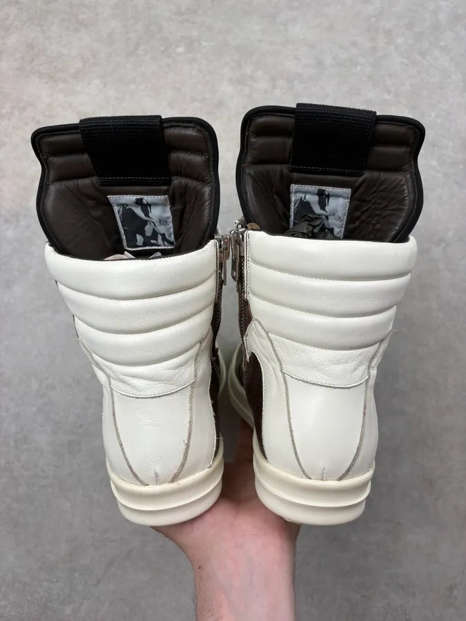 SS2014 Rick Owens Dust Milk Brown Leather Geobasket Sneakers EzSeMZD 6