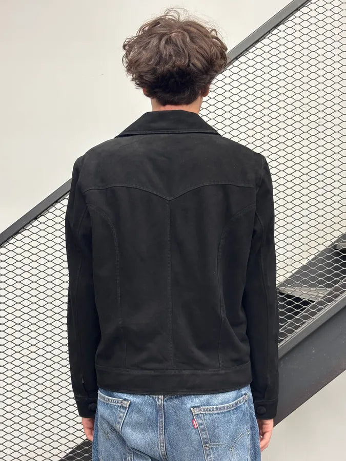 SS2015 Saint Laurent Black Suede Leather Jacket by Hedi Slimane IqbDaWM 2