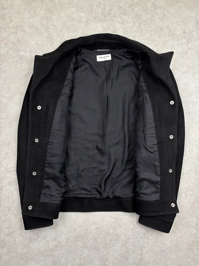 SS2015 Saint Laurent Black Suede Leather Jacket by Hedi Slimane IqbDaWM 6