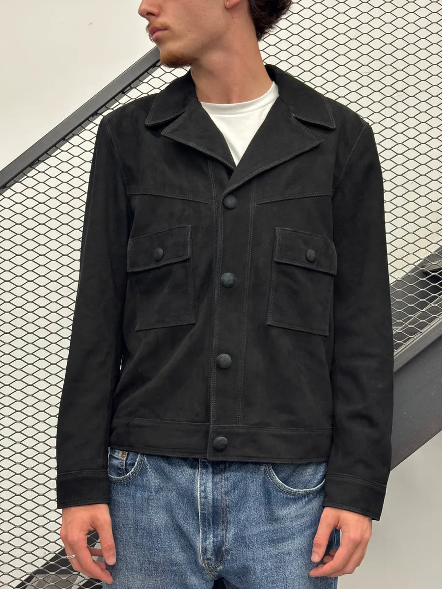 SS2015 Saint Laurent Black Suede Leather Jacket by Hedi Slimane IqbDaWM 1