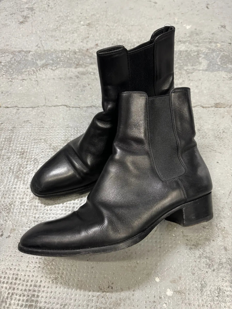 SS2014 Saint Laurent Black Leather Wyatt Boots vSazRTg 1