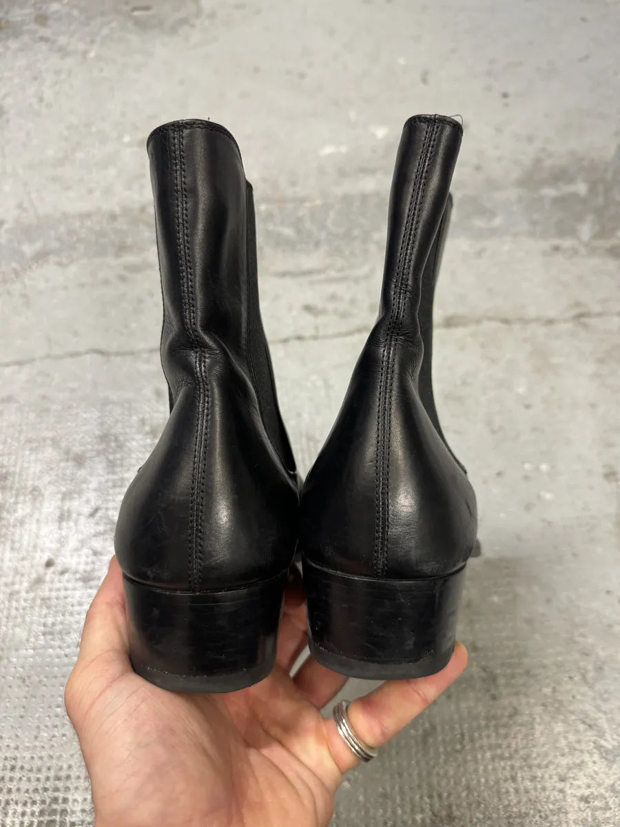 SS2014 Saint Laurent Black Leather Wyatt Boots vSazRTg 3