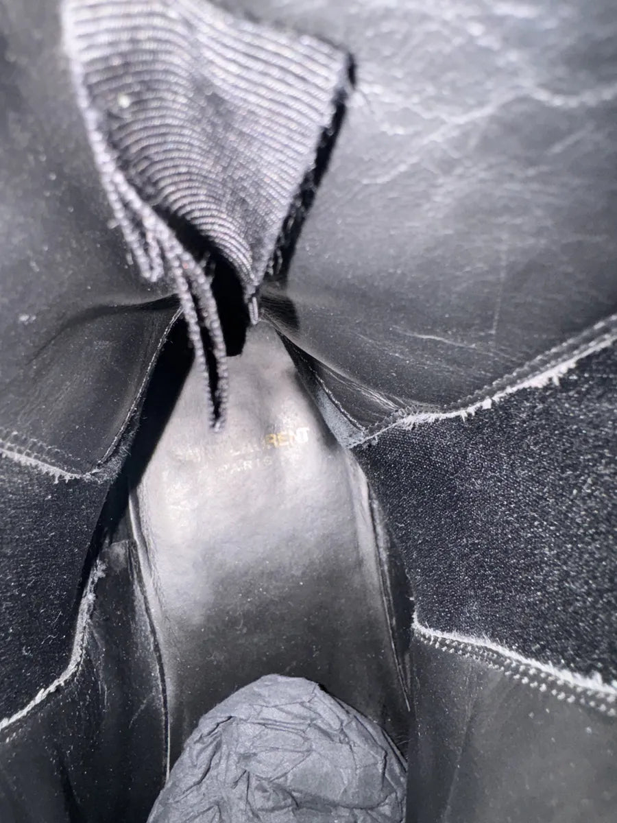 SS2014 Saint Laurent Black Leather Wyatt Boots vSazRTg 4