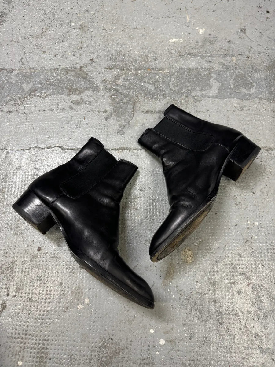 SS2014 Saint Laurent Black Leather Wyatt Boots vSazRTg 7