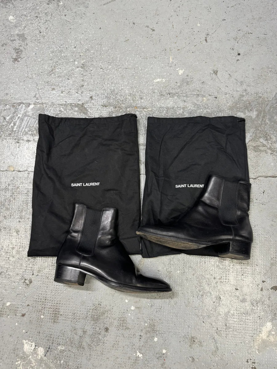 SS2014 Saint Laurent Black Leather Wyatt Boots – Dolce Vita Hub