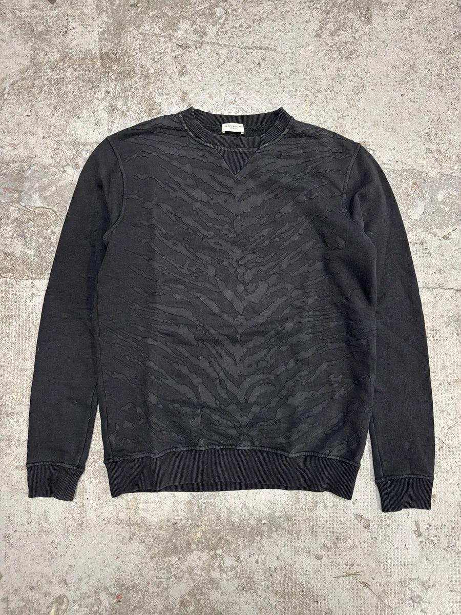 SS2014 Saint Laurent Black Savage Zebra Sweater (S) uZTSUhN 0