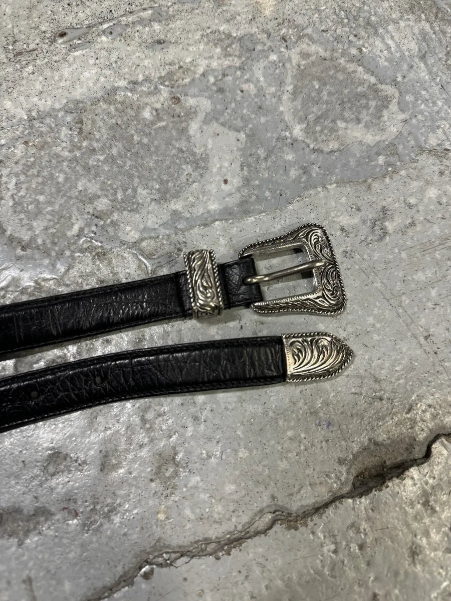 SS2014 Saint Laurent Black Western Metallic Leather Belt by Hedi Slimane (OS) jYKjsxQ 8