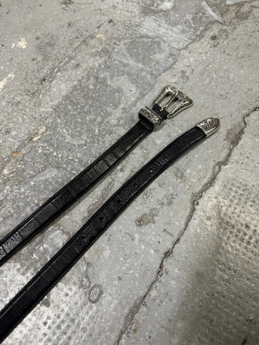 SS2014 Saint Laurent Black Western Metallic Leather Belt by Hedi Slimane (OS) jYKjsxQ 9