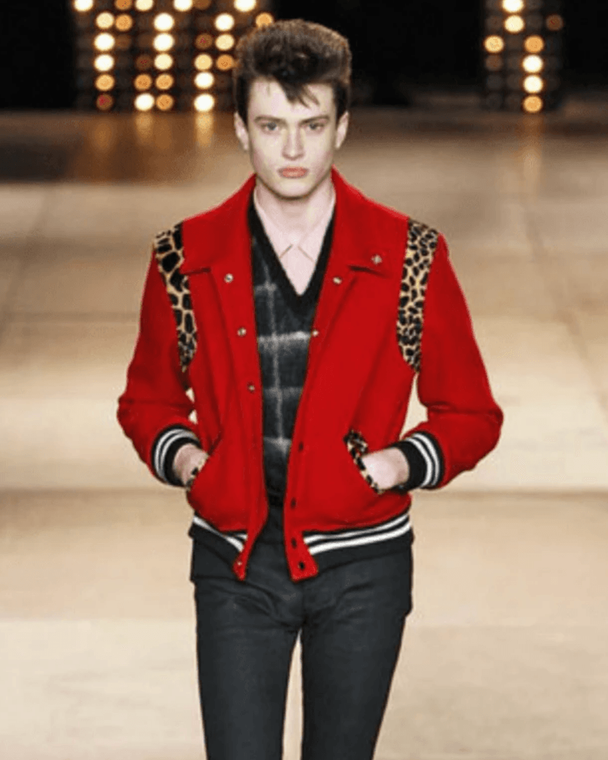 AW2014 Saint Laurent Cheetah Red Pony Hair Teddy Jacket QwFDBgK 1