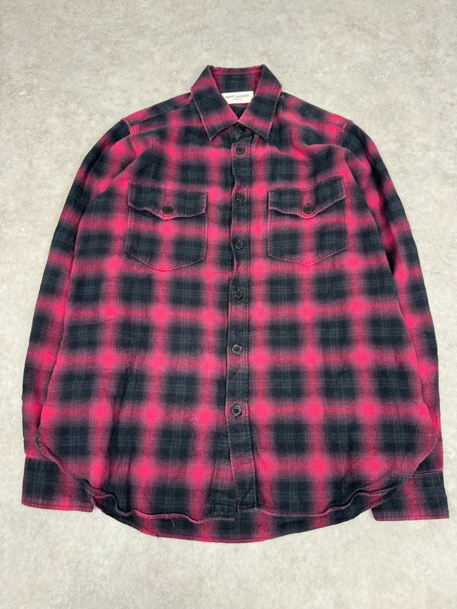SS2014 Saint Laurent Japanese Red & Black Checkered Shirt by Hedi Slimane xuTIQgj 0