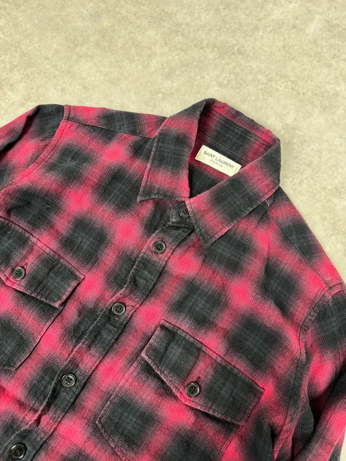 SS2014 Saint Laurent Japanese Red & Black Checkered Shirt by Hedi Slimane xuTIQgj 6