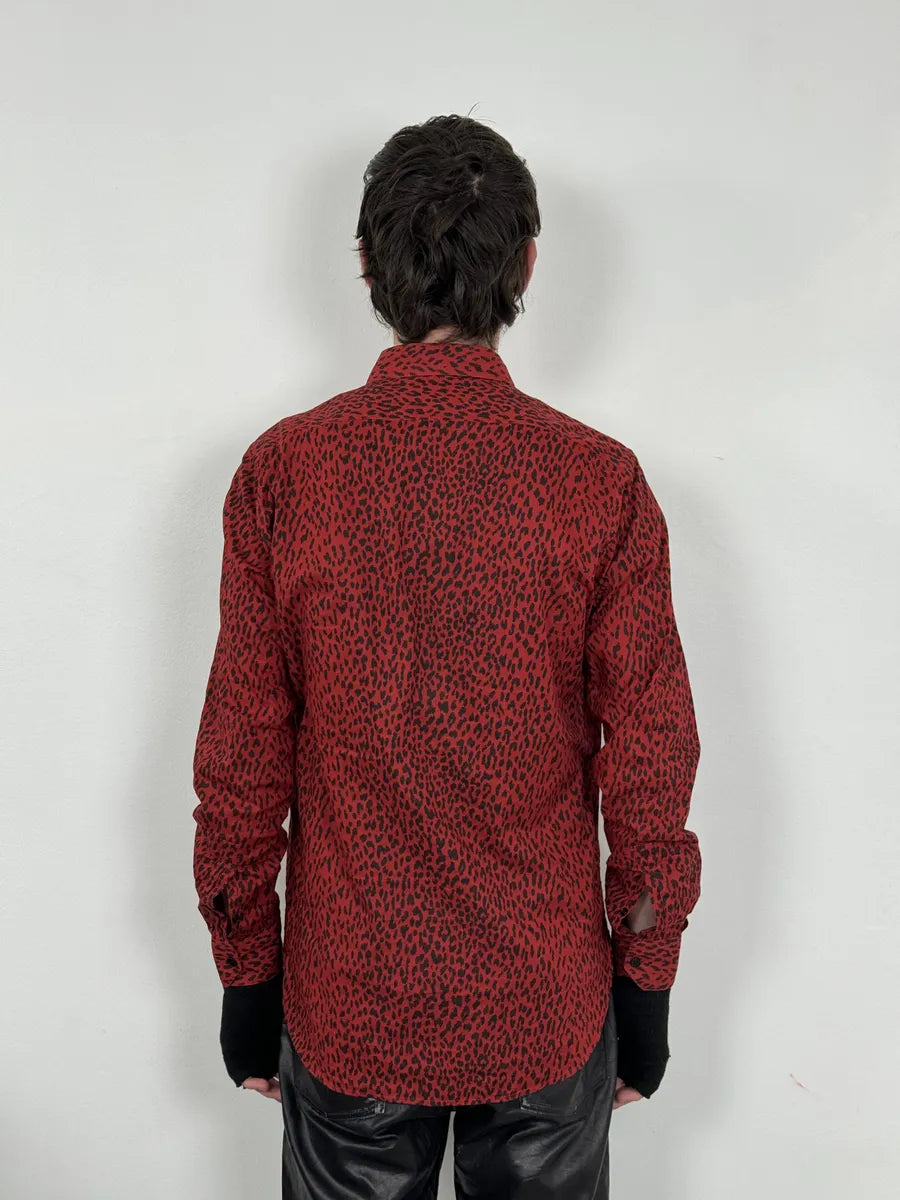 SS2014 Saint Laurent Red & Black Leopard Shirt MHBQADJ 3