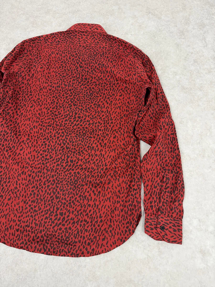 SS2014 Saint Laurent Red & Black Leopard Shirt MHBQADJ 4