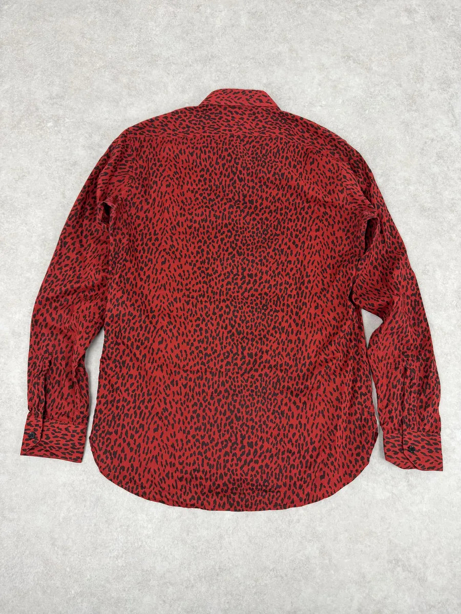 SS2014 Saint Laurent Red & Black Leopard Shirt MHBQADJ 1