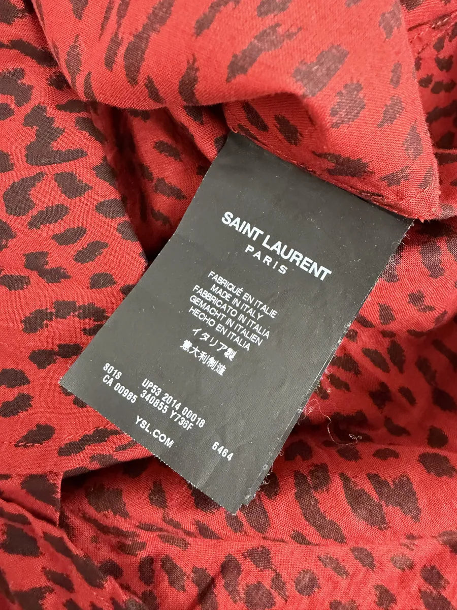 SS2014 Saint Laurent Red & Black Leopard Shirt MHBQADJ 7
