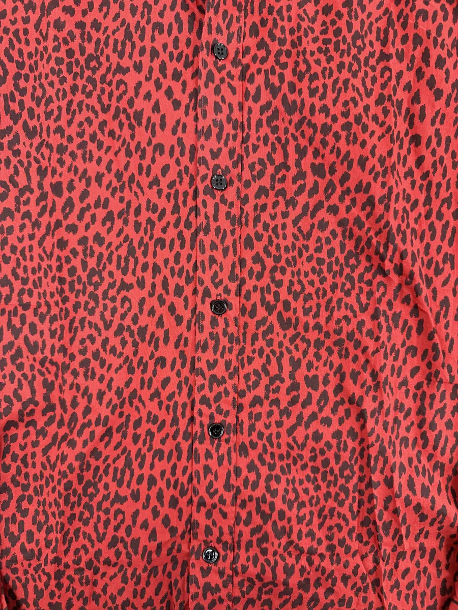 SS2014 Saint Laurent Red & Black Leopard Shirt MHBQADJ 9