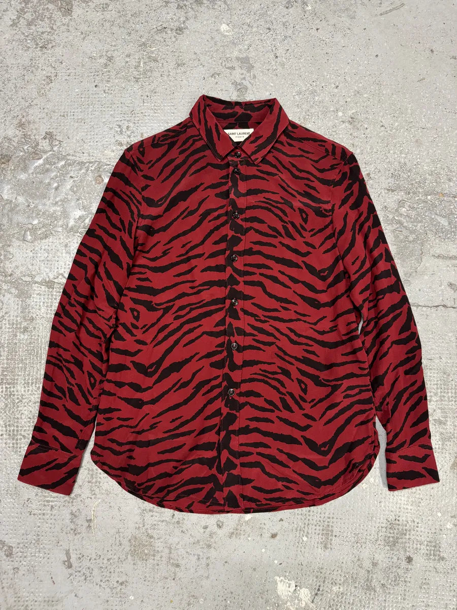 SS2014 Saint Laurent Red & Black Zebra Shirt OotahxJ 0