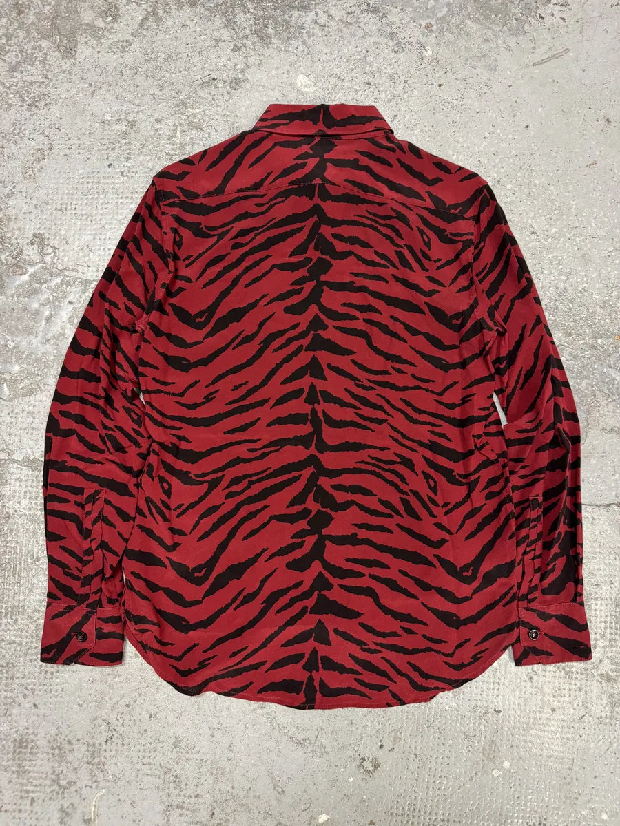 SS2014 Saint Laurent Red & Black Zebra Shirt OotahxJ 1