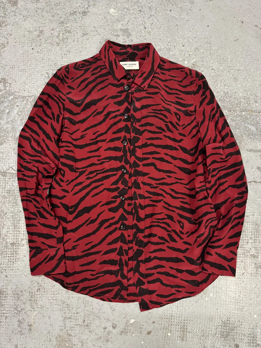 SS2014 Saint Laurent Red & Black Zebra Shirt OotahxJ 2